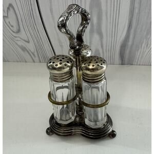 Vintage Wallace Bros Co Silver Plated Three Piece  Salt Pepper Shakers Set